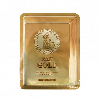 Тканевая маска для кожи лица с золотом и муцином улитки 24K Gold Water Dual Snail Mask Pack