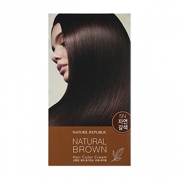 Крем-краска для волос (натуральный коричневый) Hair & Nature Hair Color Cream Natural Brown